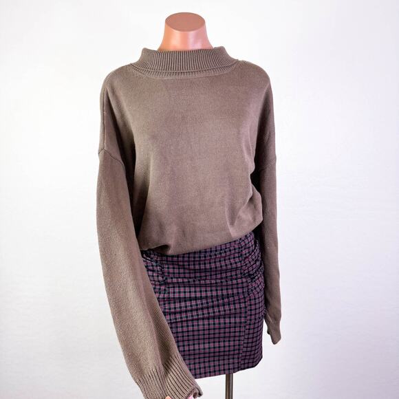 Melrose & Market Knit Mock Neck Cotton Blend Tunic Sweater Brown Walnut Size XL - Picture 2 of 8